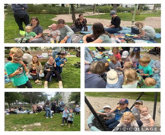 Bildcollage mit vielen fröhlichen Kindern und Eltern im Tivoli Park